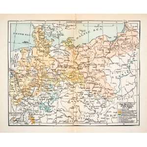  1923 Print Map Prussia Hanover Pomerania Brandenburg Posen 