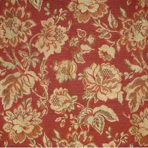  56 Wide Jacquard Tapestry Floral Red Fabric By The Yard 