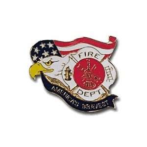   Patriotic Lapel Pin Americas Bravest Fire Dept
