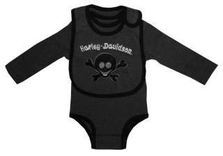 Harley Davidson Motorcycles Rebel Club Skull Long Sleeve Baby Snapsuit 