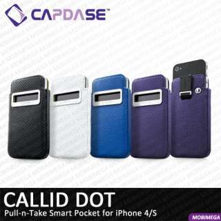 Capdase Smart Pocket Callid Dot Case Cover Pouch iPhone 4 4S   White 