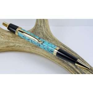   Green Acrylic Sierra Click Pen With a Gold Finish