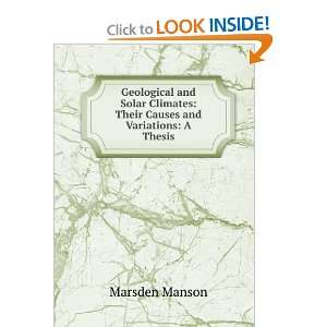  Climates Their Causes and Variations A Thesis Marsden Manson Books