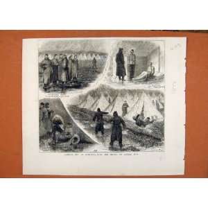  C1877 Camping Scotland Militia Lanark Muir Old Print