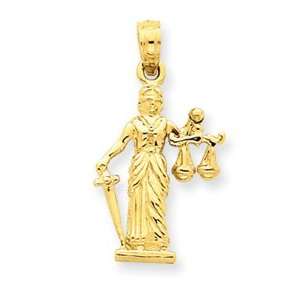  14k 3 D Lady of Justice w/Moveable Scales Pendant Jewelry