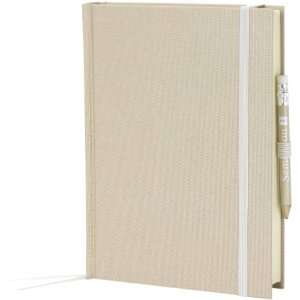   Grand Voyage Linen Travel Diary, Bookmark and Pencil, Beige (10513