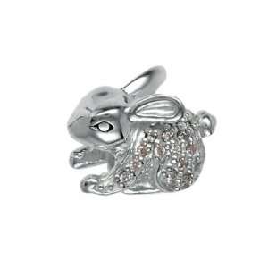  151269 Rabbit Bead in Sterling Silver with Pink Swarovski 