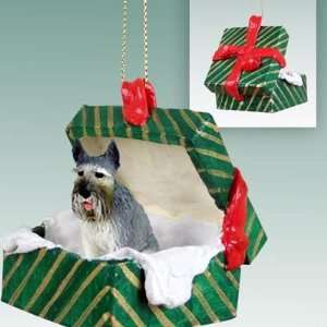   Green Gift Box Dog Ornament   Gray 