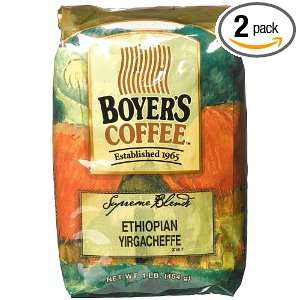 Boyers Coffee Ethiopian Yirgacheffe, 16 Ounce Bags (Pack of 2 