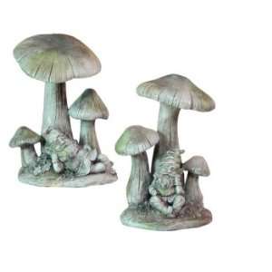Meadows Dream Gnomes Sitting Under Mushrooms Garden Figures Statues 