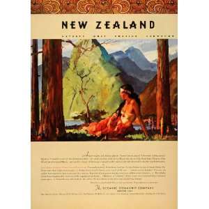  1934 Ad New Zealand Travel Matson Line Maori Woman 