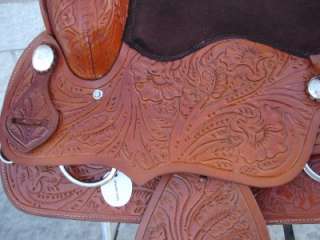   tan Western SHOW horse SADDLE free Tack headstall breast collar rein