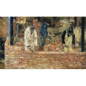   Childe Hassam   24 x 14 inches   The Bricklayers
