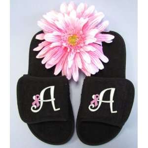  Monogrammed Slippers with Breast Cancer Awareness Ribbon 