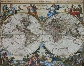   EXQUISITELY COLOURED WORLD MAP JAILLOT NOVA ORBIS TABULA 1694  