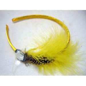  Bright Yellow Feather Satin Headband Beauty