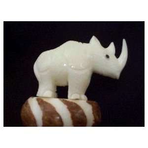  Ivory Rhinoceros Tagua Nut Figurine Carving, 3.2 x 2.4 x 1 