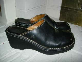 BORN Ladies Black Leather Mules SZ 7M Shoes Slides  