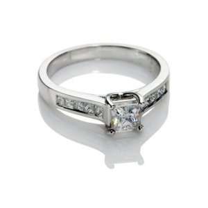Princess Cut Diamond Solitaire Engagement Ring.   18ct White Gold, 0 