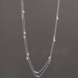   Sterling Silver Cubic Zirconia CZ By The Yard Necklace Chain   36 inch
