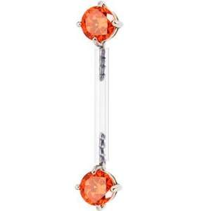  Orange Cubic Zirconia Bioplast Intimate Piercing Jewelry