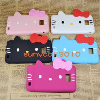 hello kitty cute bow ear soft silicone cover case for i9100