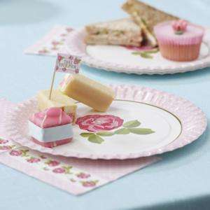   VINTAGE ROSE PARTY PLATES/NAPKINS/CUPCAKE TOPPERS/ICE CREAM BOWLS pink