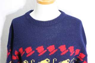 Vintage Womens New 80s Wool Bear Cute Sweater Medium  