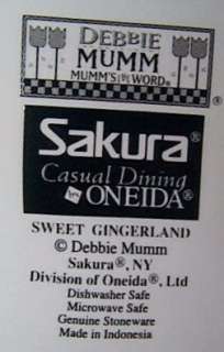 Set (4) Sakura Oneida SWEET GINGERLAND Stoneware SALAD PLATES Debbie 