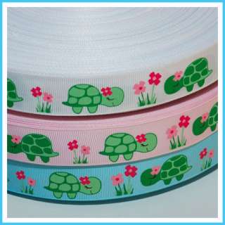 10 Y 7/8 Sweet Flower Turtle Grosgrain Ribbon U Pick  