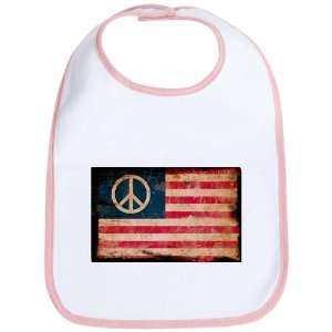    Baby Bib Petal Pink Worn US Flag Peace Symbol 