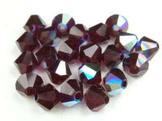 50 Swarovski Crystal Beads 5301 Siam AB 4mm Bicone  