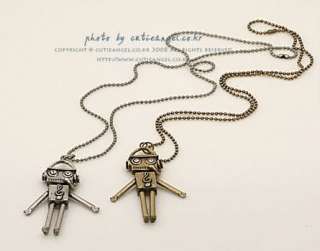 NEW Retro Robot Necklace Long Chain Vintage Style  