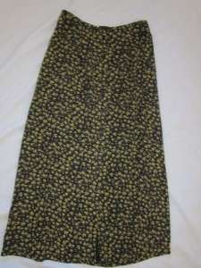 Chaus black long skirt with yellow floral prints, suze 8, euc.  