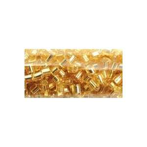  Square Hole Bugle Beads 5.5tube 3mm Light Amber Silver 