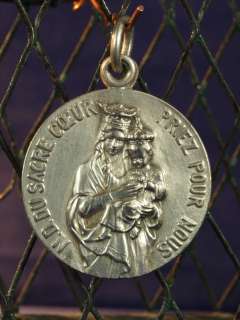   FRENCH RELIGIOUS MEDAL SIGNED CHALIN VIRGIN AND CHILD JESUS  