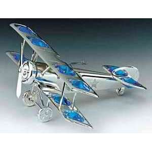 Airplane Silver Plate Swarovski Crystal Ornament Figure  