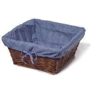   Large Willow Basket Set in Cherry with Blue Gingham Liner 3131 Blue