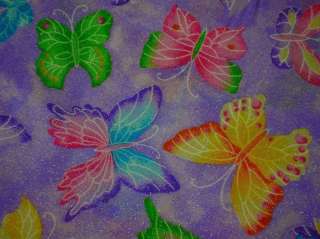 New Butterfly Fabric BTY Purple Sparkle Insect Bug  