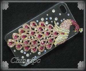 Super Bling High Quality Crystal Peacock Case Cover for Apple iPhone 4 