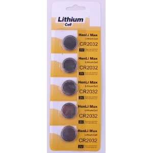 CR2032 Lithium Button Cell 3 volt Batteries, Sold As FIVE Batteries 