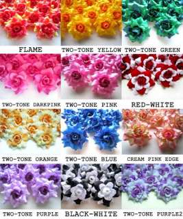24X Two Tone Color Roses Artificial Silk Flower Head Lot 1.75 for 