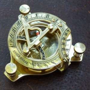  Brass Compass Steampunk Victorian Pirate Sundial Clock pocket  