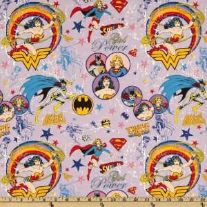 44 Wide Girl Power Super Girls Purple Fabric By The Yard 