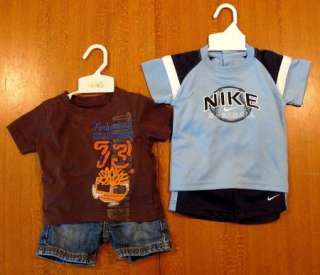 Lot Of 2 Boys Short Sets Size 6/9M Nike Baseball & Timberland Jean & T 