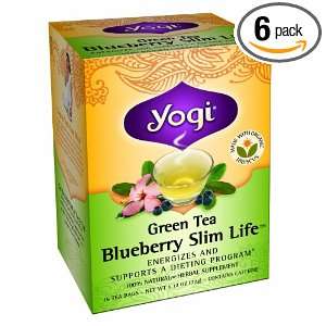 Green Tea Blueberry Slim Life, Herbal Tea Supplement, 16 Count Tea 