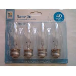  Round The House Flame Tip Clandelier Bulbs, 40 Watts, Pack 