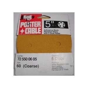Porter Cable 725500605 5 Inch, 5 Hole Adhesive Backed 60 Grit Sanding 