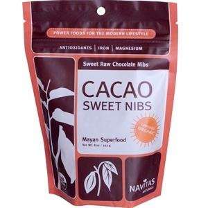  Organic, Cacao Sweet Nibs, Sweet Raw Chocolate Nibs, 8 oz 