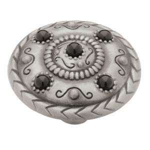 PBF233Y BSP Brushed Satin Pewter Indian Jeweled Drawer Cabinet Knob 